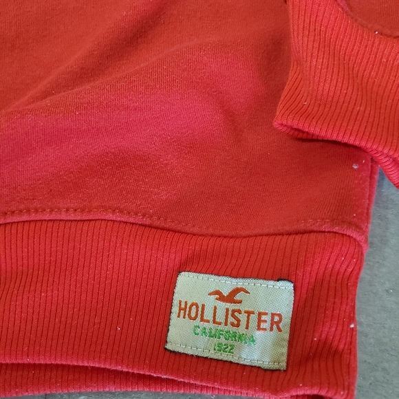 Hollister Long Sleeves Crewneck Men's Red Sweater. Grey Logo. Fleece In. Size L. - Picture 4 of 10